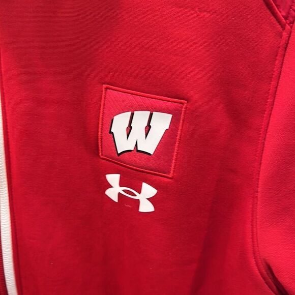 University of Wisconsin Under Armour Red Full Zip Sweatshirt Badgers Small - Picture 2 of 6